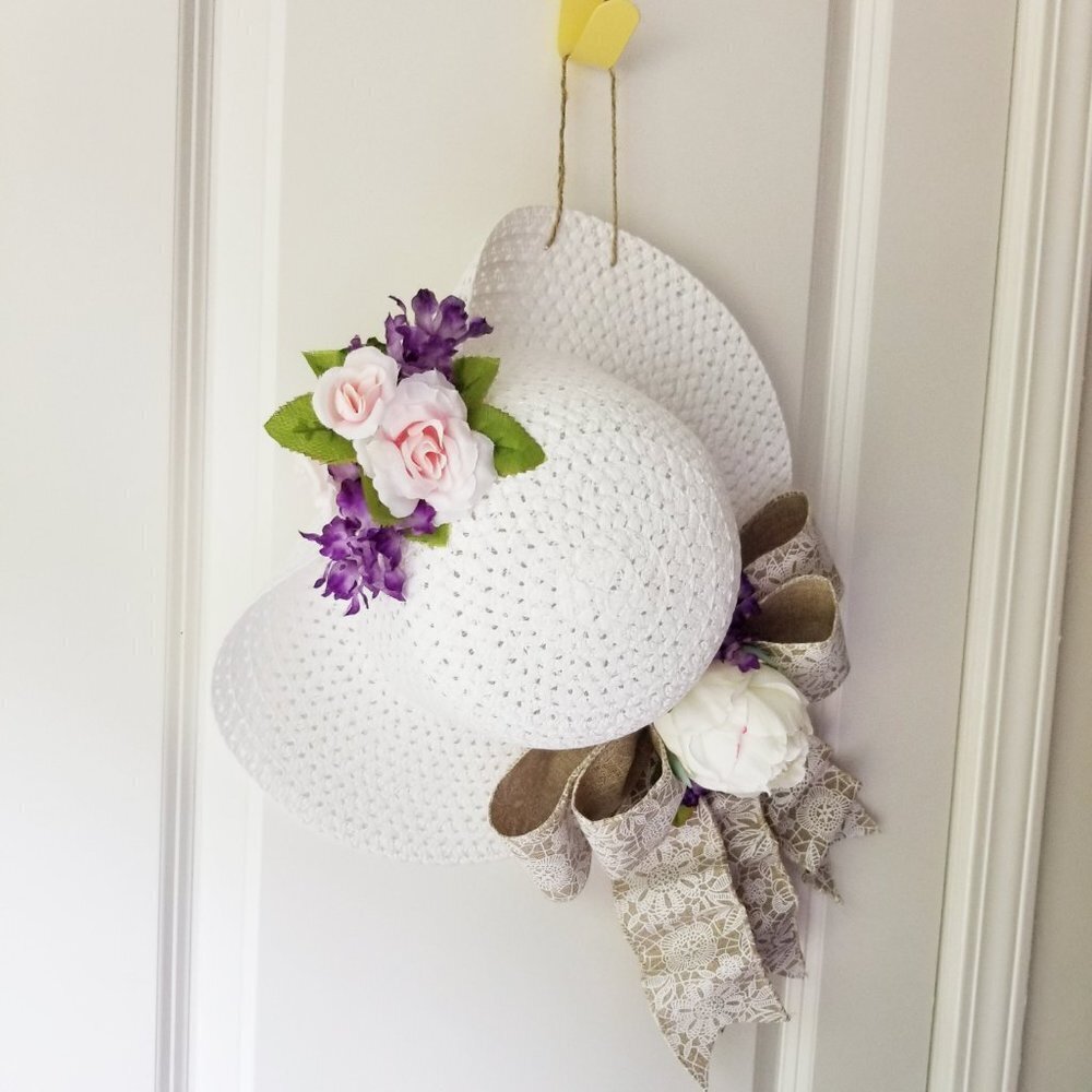 Hat Door Hanger Floral Wreath, Home Decor Accent